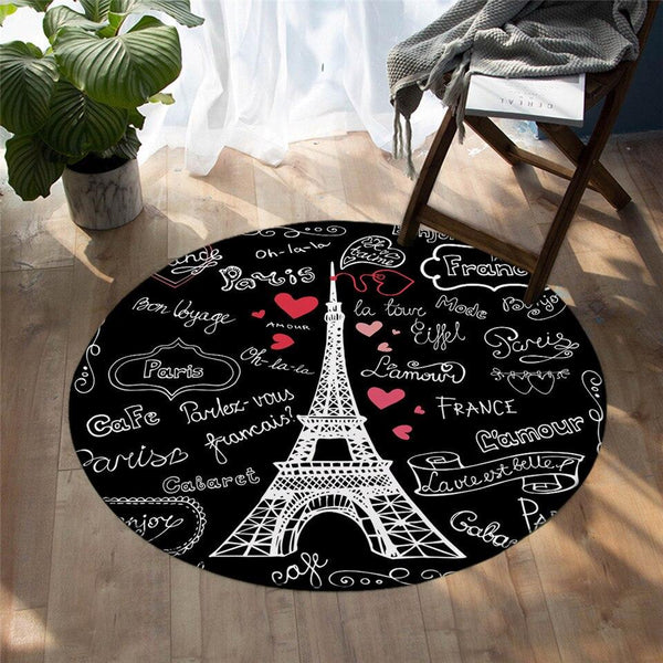 Tapis Rond Noir Et Blanc | Mon Tapis Rond