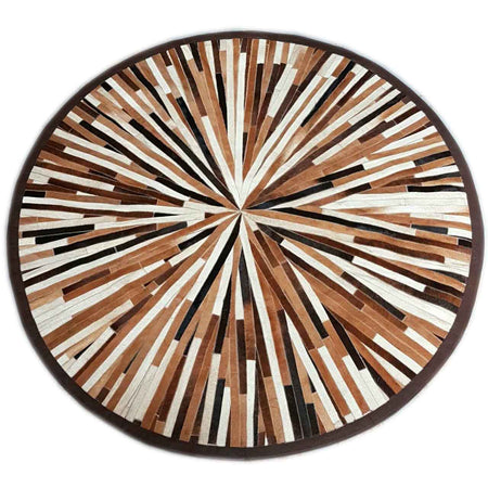 Tapis Rond <br> Peau De Vache Multi-ligne