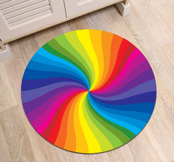 Tapis Rond Spirale Multicolore