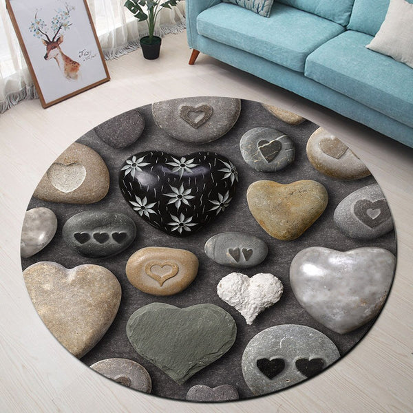 Tapis Rond Galet Amour
