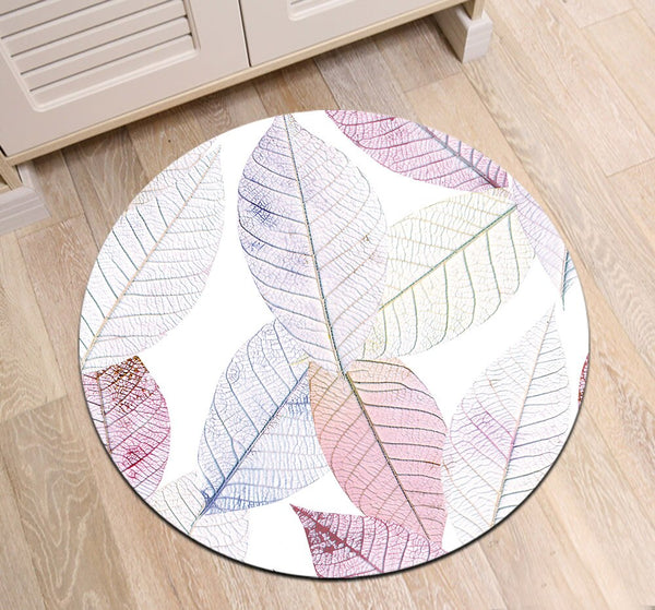 Tapis Rond Feuille Blanche