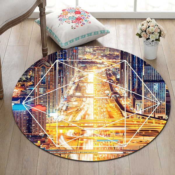 Tapis Rond Géométrie Coloré