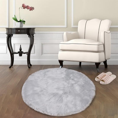 Tapis De Salon Rond Gris | Mon Tapis Rond