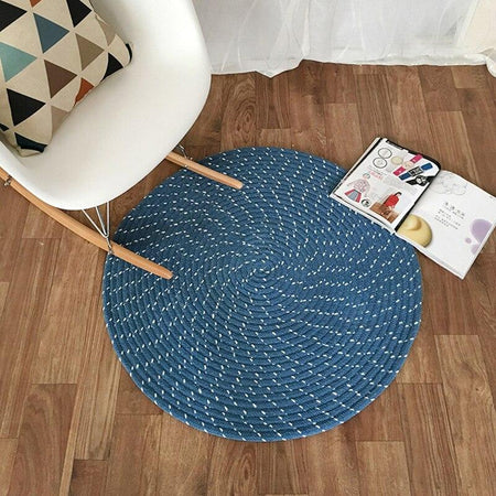 Tapis Rond Bleu Canard | Mon Tapis Rond
