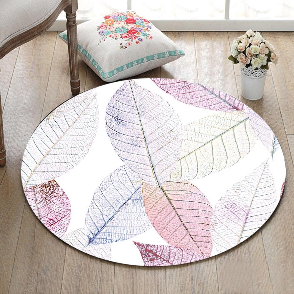 Tapis Rond Feuille Blanche | Mon Tapis Rond