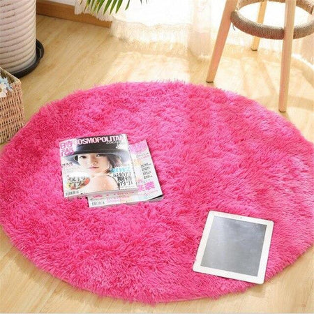 Tapis Rond Fourrure Rose | Mon Tapis Rond