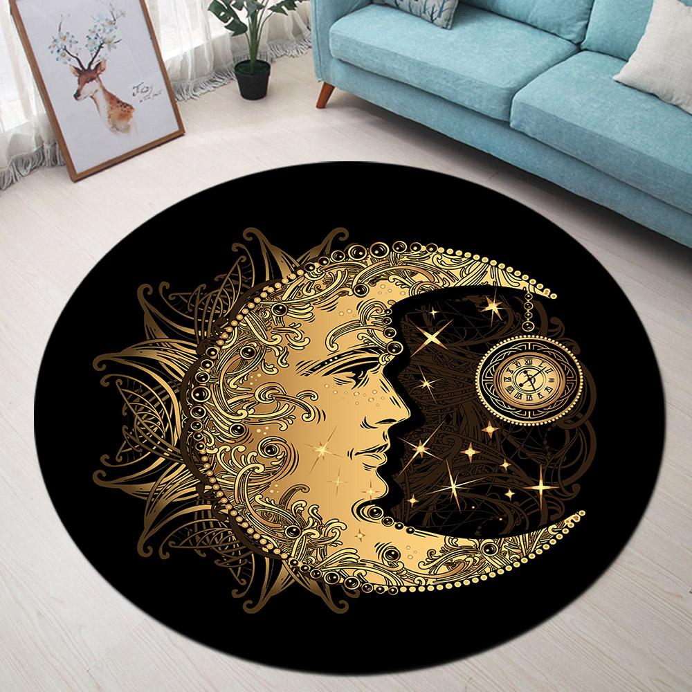 Tapis Rond Lune Doré | Mon Tapis Rond