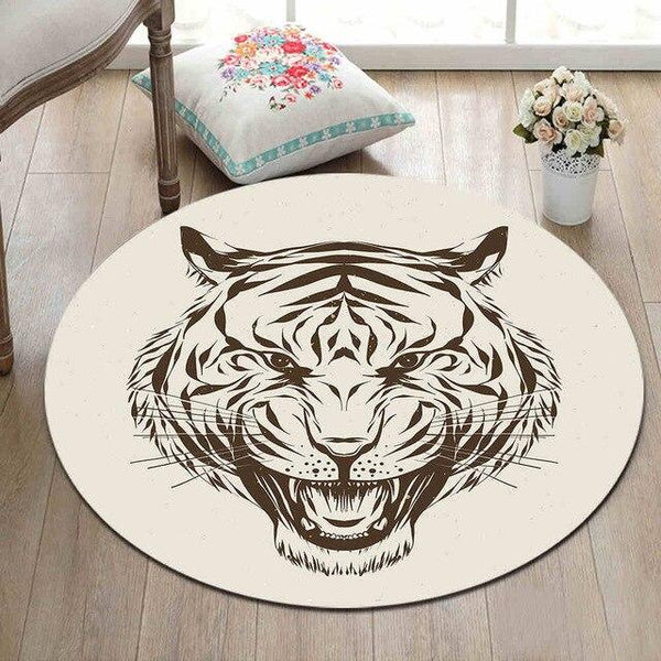 Tapis Rond Tête De Tigre | Mon Tapis Rond