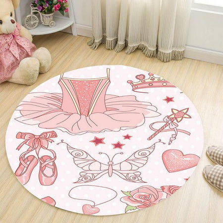 Tapis Rose Rond Fille | Mon Tapis Rond