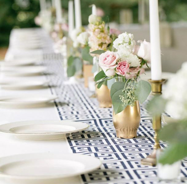 Chemins de table Blanc et Bleu