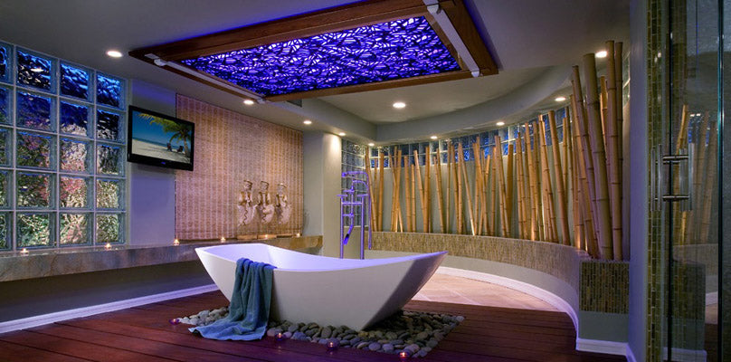 Bambous dans la salle de bain