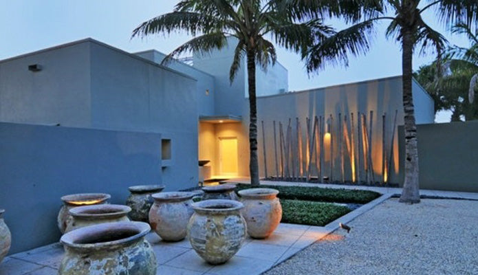 Bambous sur une terrasse extérieure style Tropical