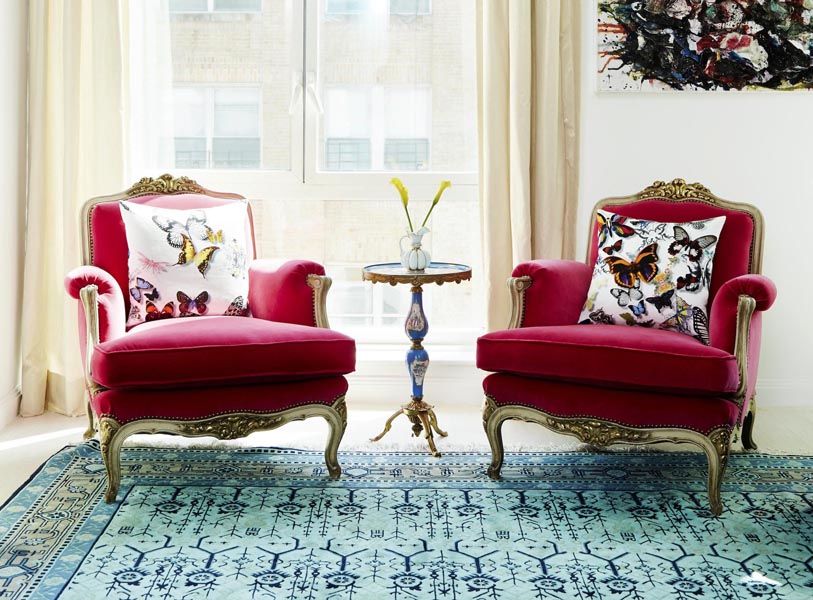 Beau tapis Chinois de couleur bleu paon