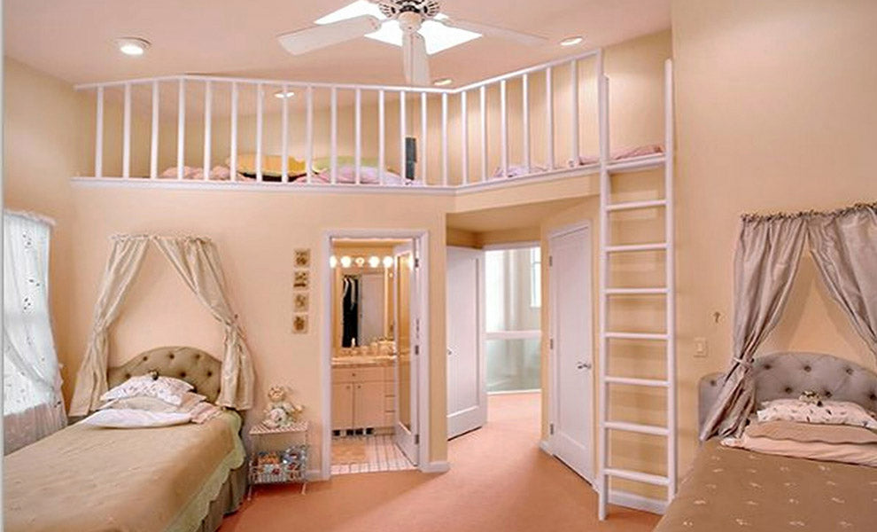 Chambre d'ado fille à deux étages