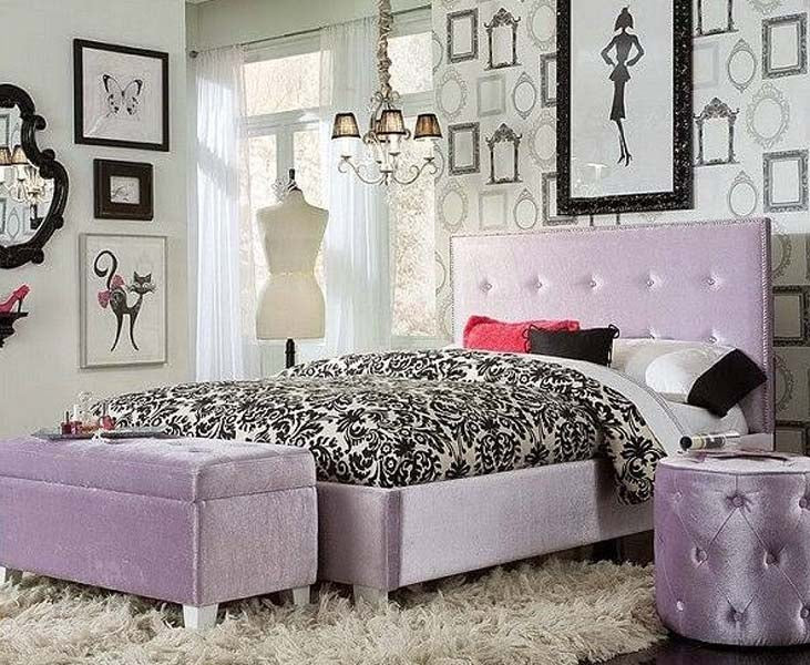 Déco chambre ado fille thème violet et noir