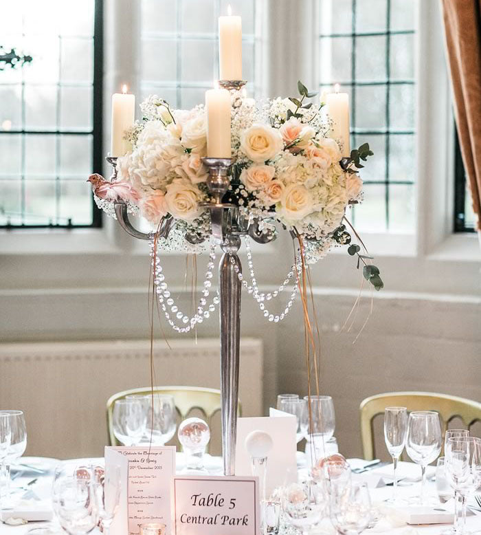 Deco Table Mariage Chandelier en Argent