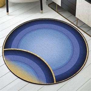 Grand Tapis Rond Bleu Canard
