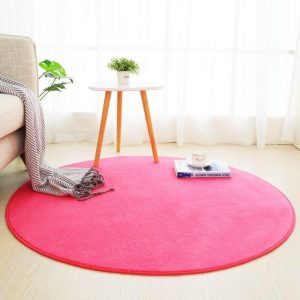 Grand Tapis Rond Rose