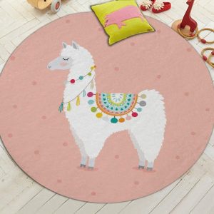 Grand Tapis Rond Rose Poudré