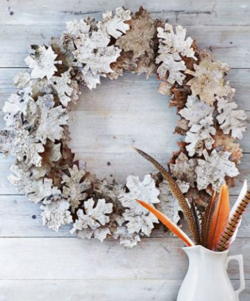 Idée décoration automne couronne de feuille de bouleau