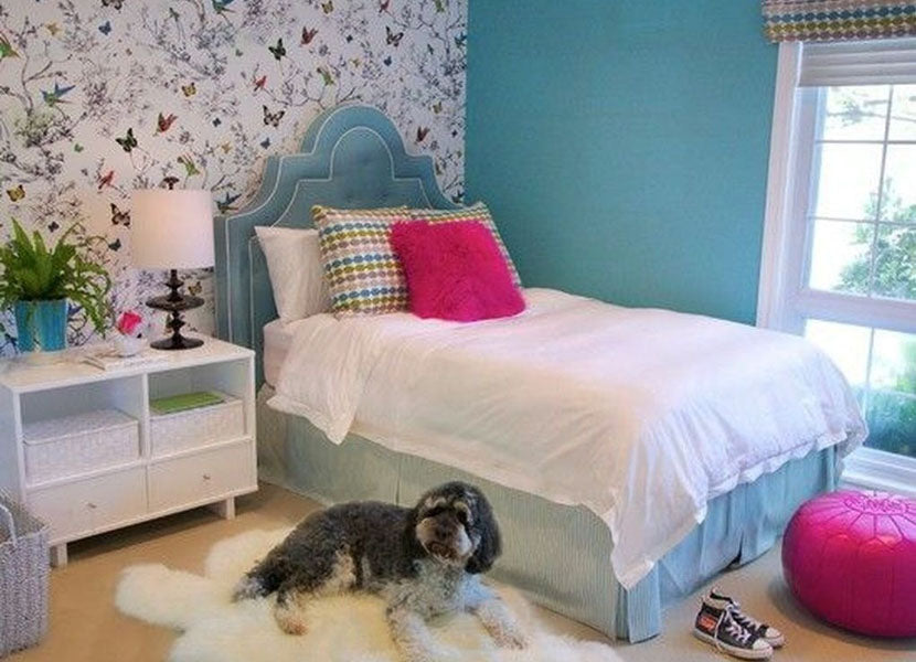Idée décoration chambre ado fille thème bleu