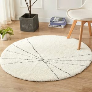 Tapis Rond Graphique Noir Et Blanc