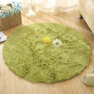 Tapis Rond Vert Fausse Fourrure