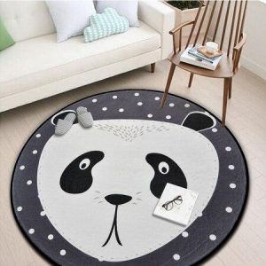 Tapis Rond Panda Gris