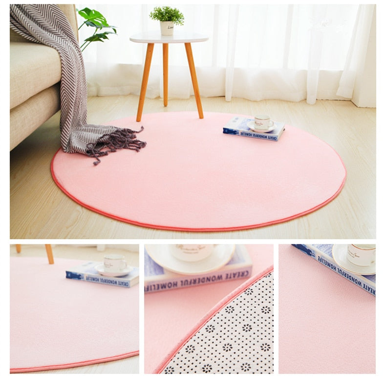 Tapis Rond Rose Bonbon – Image 2