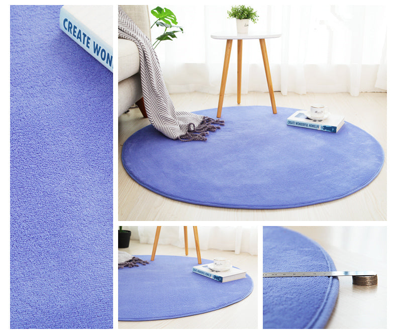 Tapis De Bain Rond Bleu – Image 2
