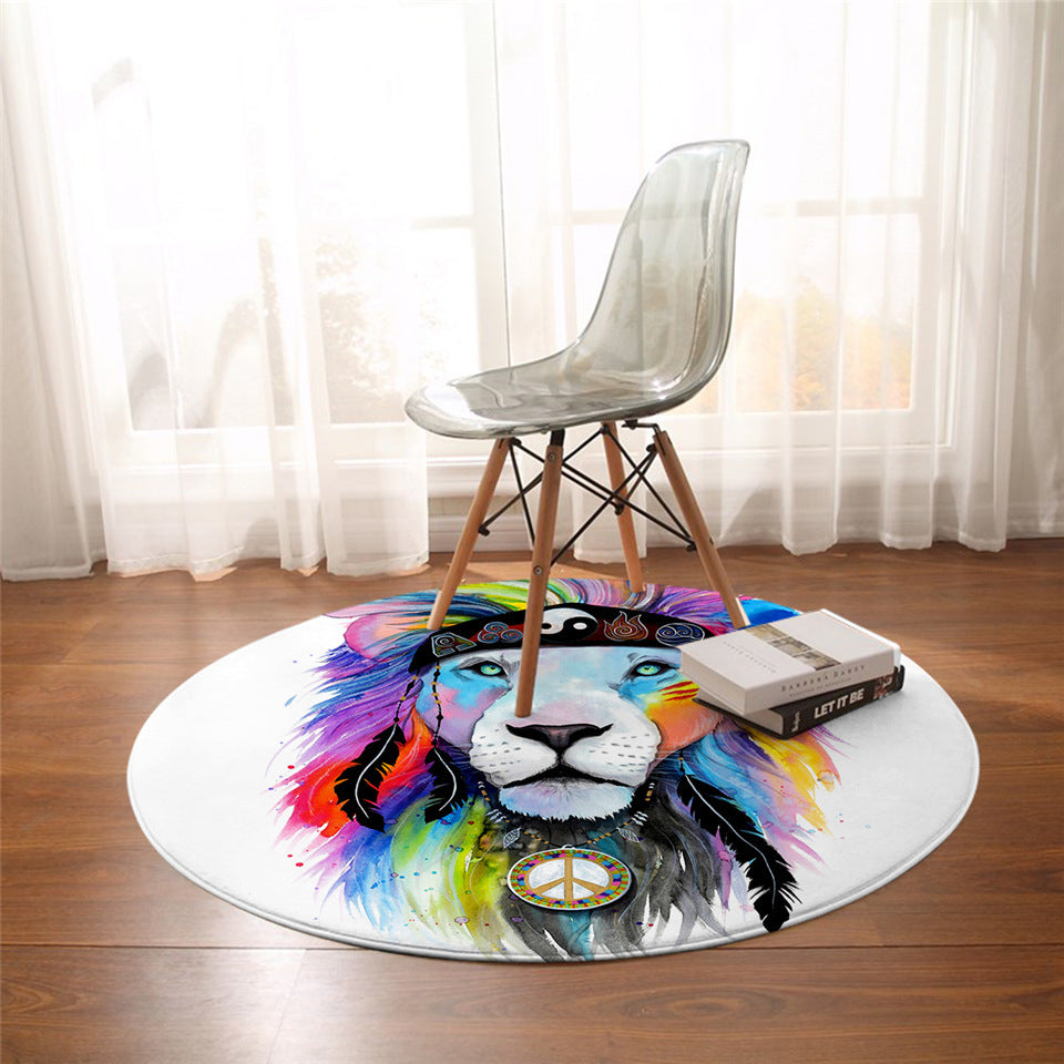 Tapis Rond Lion Coloré – Image 2
