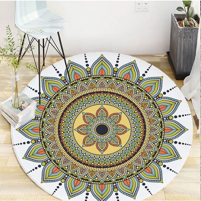 Tapis Rond Mandala Blanc Harmonie – Image 2
