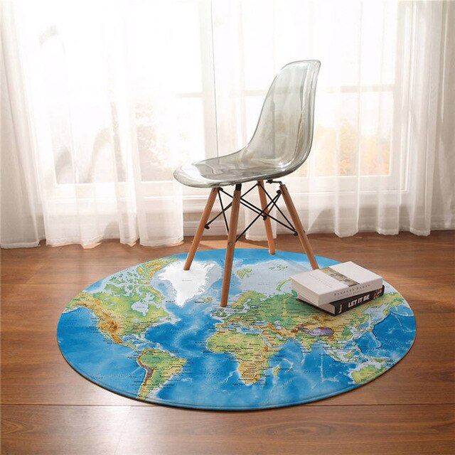 Tapis Rond Carte Du Monde – Image 2