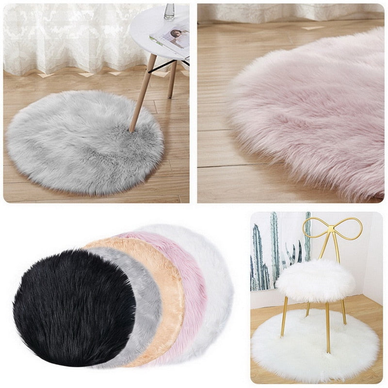 Tapis Rond Rose À Fourrure – Image 4