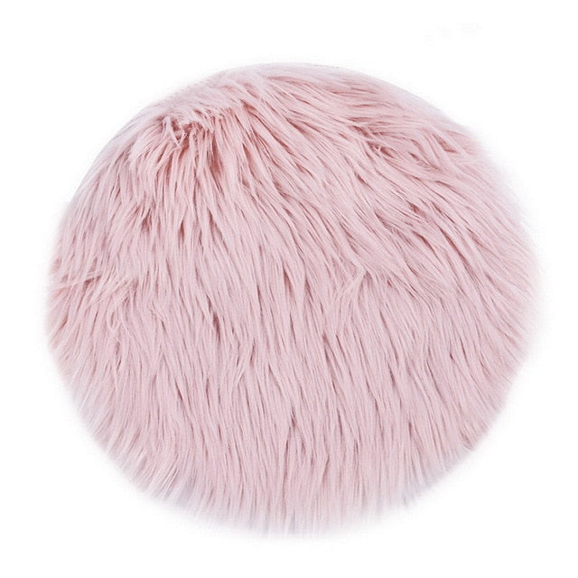 Tapis Rond Rose À Fourrure – Image 3