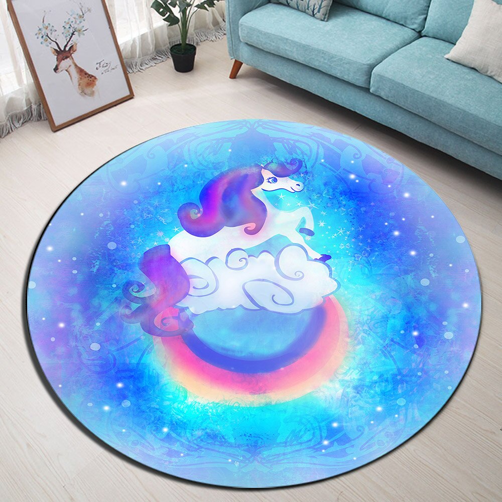 Tapis Rond Licorne Arc En ciel – Image 2