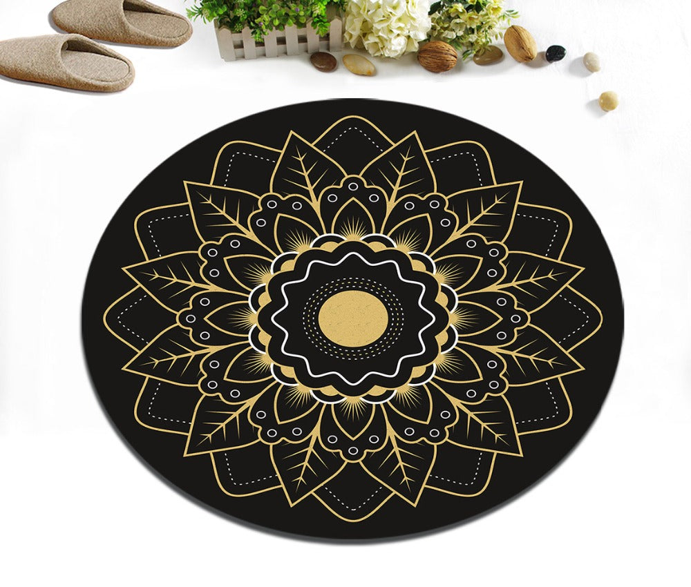 Tapis Rond Mandala Noir – Image 4