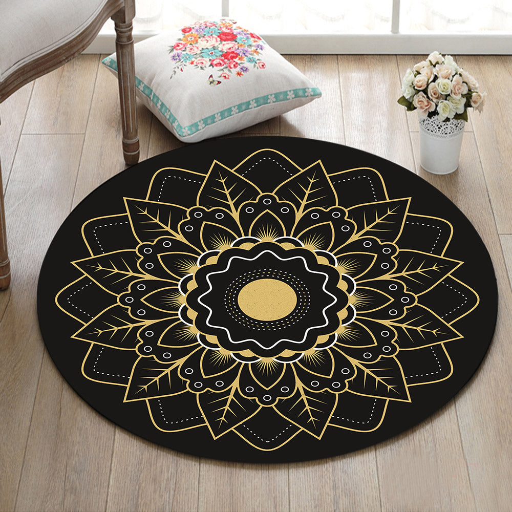 Tapis Rond Mandala Noir – Image 2