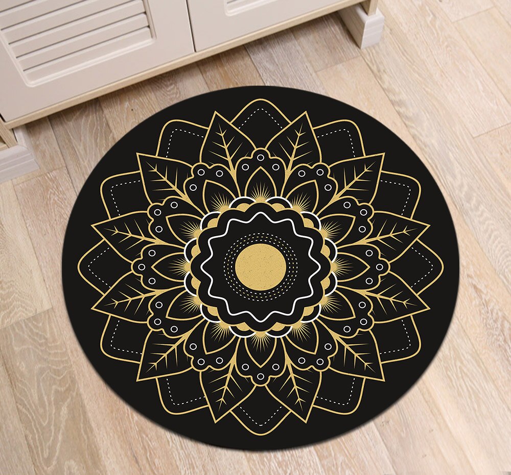 Tapis Rond Mandala Noir – Image 3