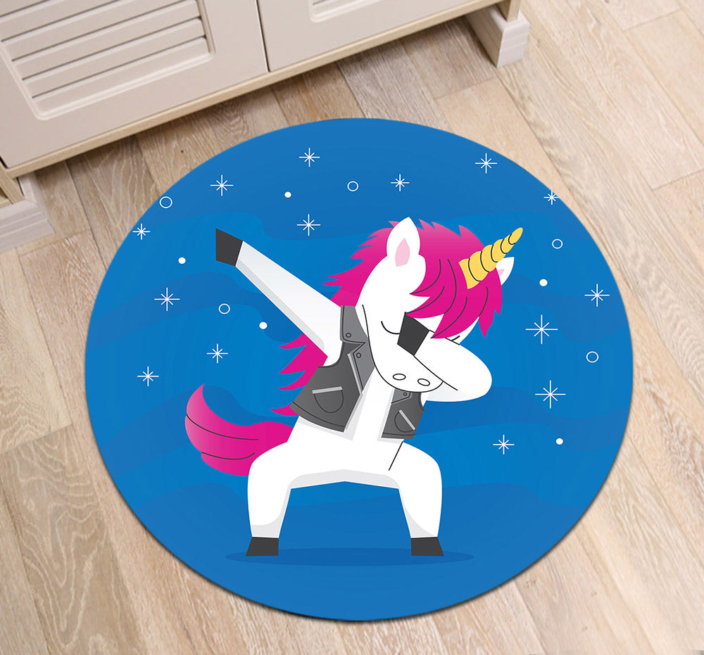Tapis Rond Bleu Roi – Image 3