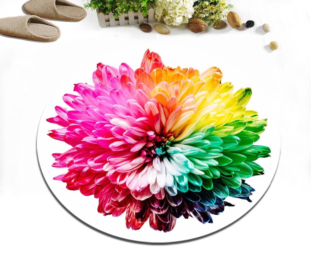 Tapis Rond Fleur Multicolore – Image 4