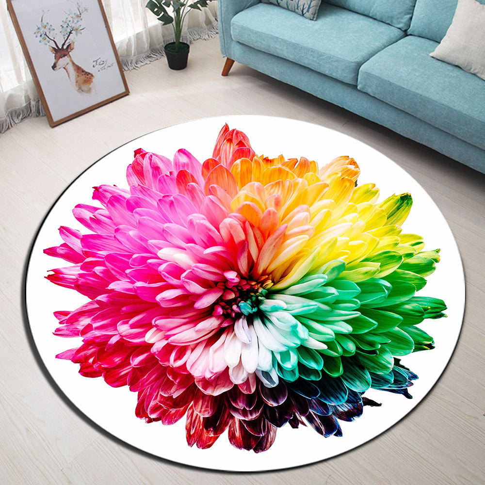 Tapis Rond Fleur Multicolore – Image 2