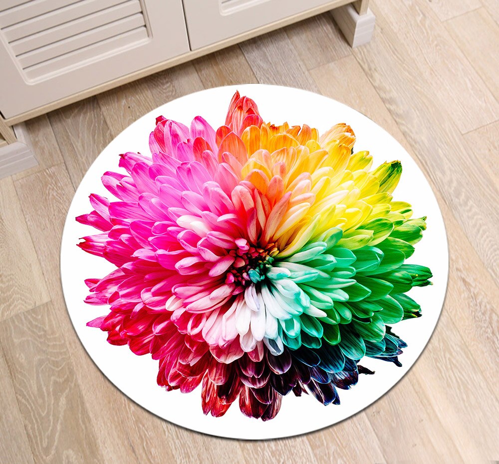 Tapis Rond Fleur Multicolore – Image 3