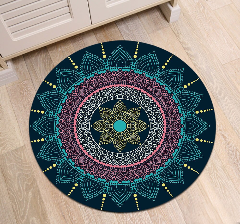 Tapis Rond Bleu Paon – Image 3