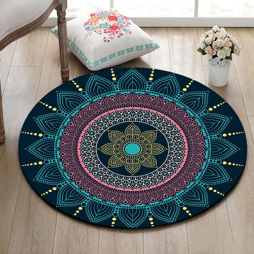 Tapis Rond Bleu Paon – Image 2
