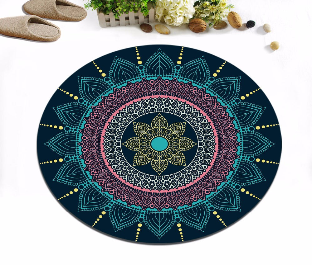 Tapis Rond Bleu Paon – Image 4