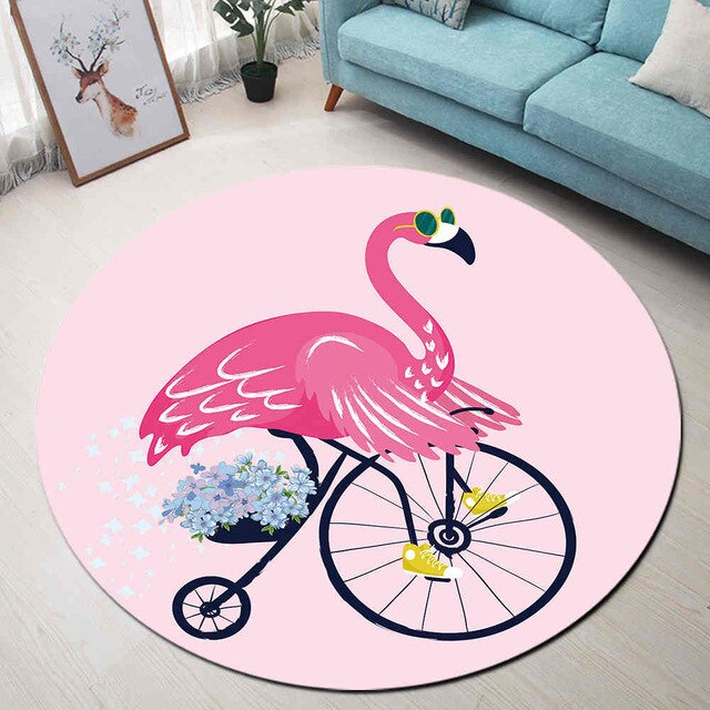 Tapis Rond Flamant Rose – Image 2