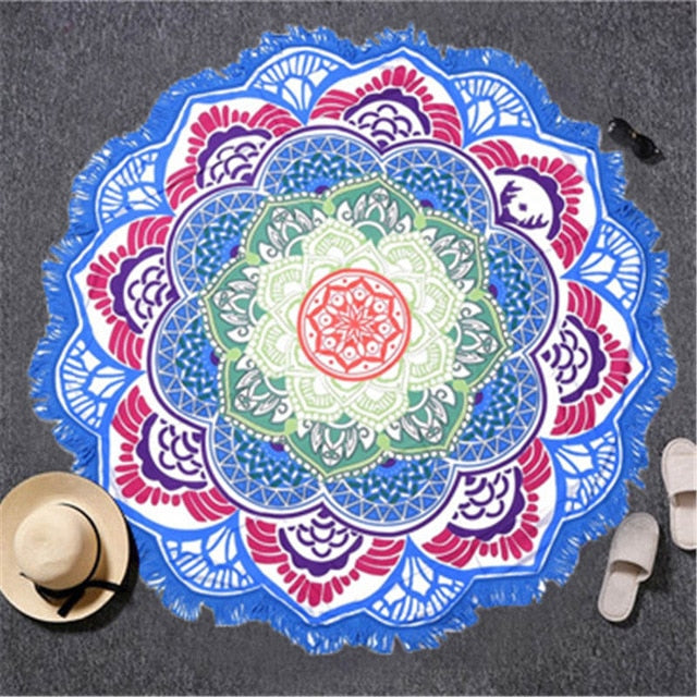 Tapis Rond Méditation Bleu – Image 2