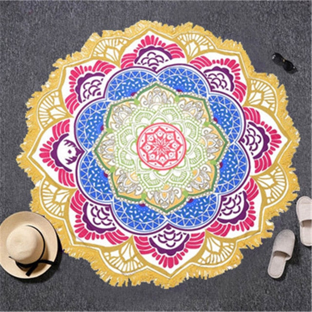 Tapis Rond Méditation Jaune – Image 2