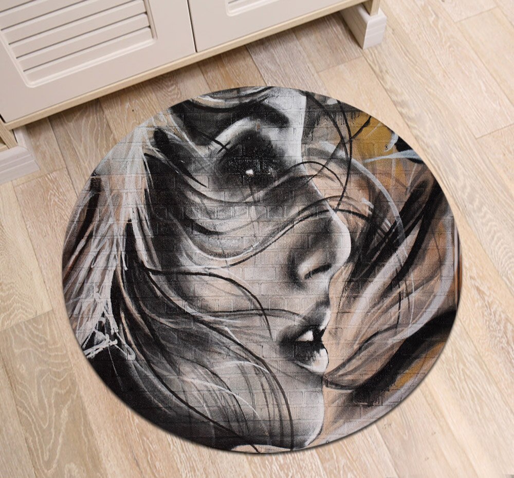 Tapis Rond Visage De Femme – Image 3